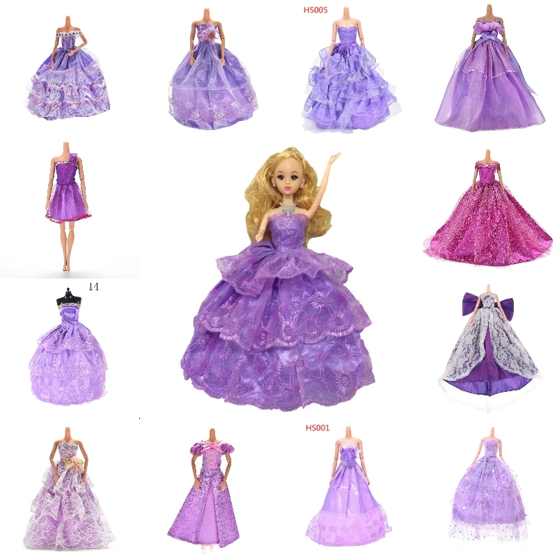 

Purple Elegant Handmade Wedding Princess Dress For Doll Floral Doll Dress Clothes Clothing Multi Layers Dolls Accessories
