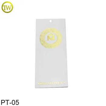 

PT05 china custom gold printing paper hang tags, hang tag string, clothing hang tag