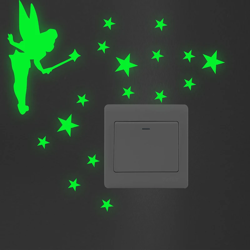 

Cartoon Fairy Luminous Switch Panel Stickers Glow In The Dark Home Living Room Decor Fluorescent For Kids Room Vinyl Wall Decals