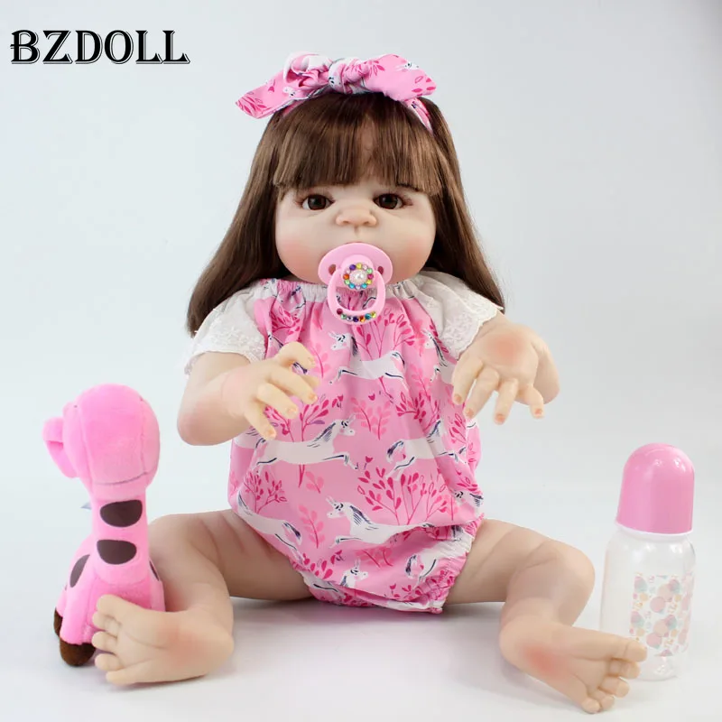 BZDOLL Lifelike 22&quot Full Body Silicone Reborn Baby Girl Doll Realistic Vinyl Newborn Babies Waterproof Bathe Toy Gifts | Игрушки и