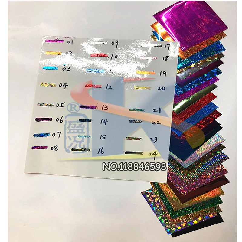 

DIY Transfer Hot Stamping Paper 24 Laser Colors for 48 pcs Paper(8X8CM) Iron and Laminator for Hot Foil Paper