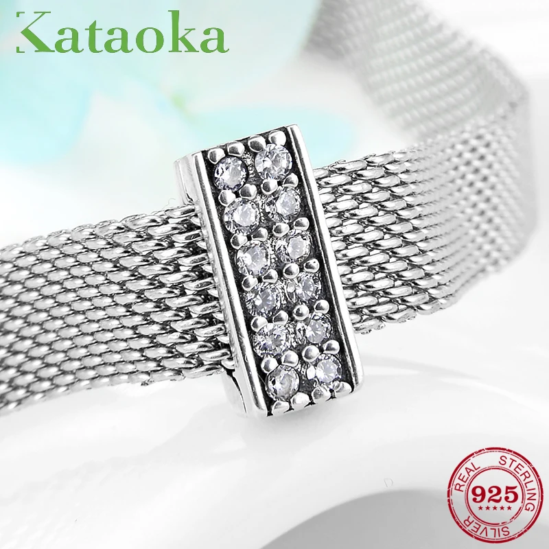 

New Arrival 925 Sterling Silver rectangle Sparkling CZ Letter I Clips Bead fit reflexions charm Bracelet jewelry making