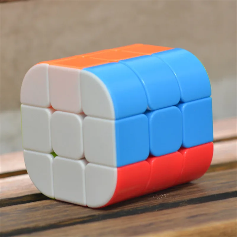 LeFun Четырехсторонние цилиндр Магический кубик 3х3х3, Stickerless Cubo Magico, головоломка твист игрушка Скорость, подарок ко дню рождения с безопасный АБС-пластик