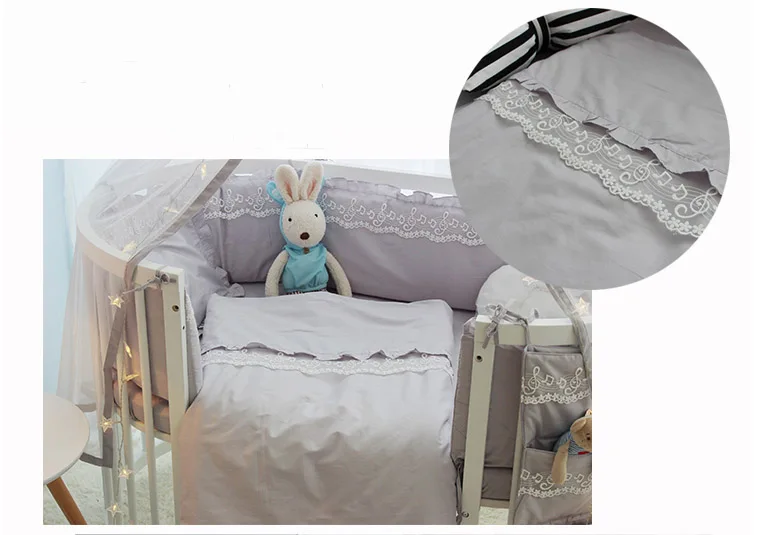 Cute Cartoon Baby Bed Bumpers Crib Bumpers Newborns Cot Protector Cotton Pad for Baby Room Decor Pure color baby Elliptical bed