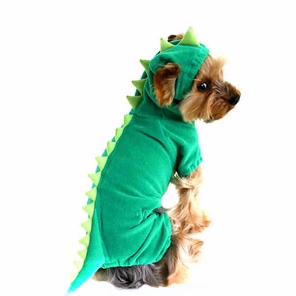 Dinosaurio Perro Mascota Traje Verde de Halloween XS Sml XL de la Capa Trajes