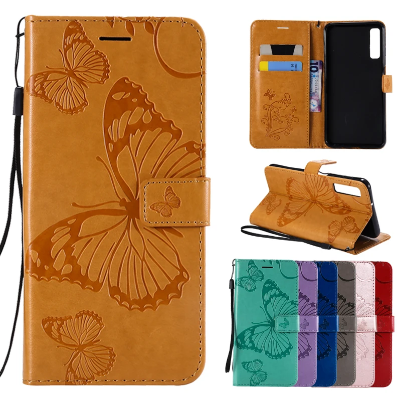 

FLYKYLIN A7 2018 Flip Leather Case For Samsung Galaxy A7 2018 A 7 A72018 6.0" A750 Embossed Luxury Fashion Butterfly Phone Cover