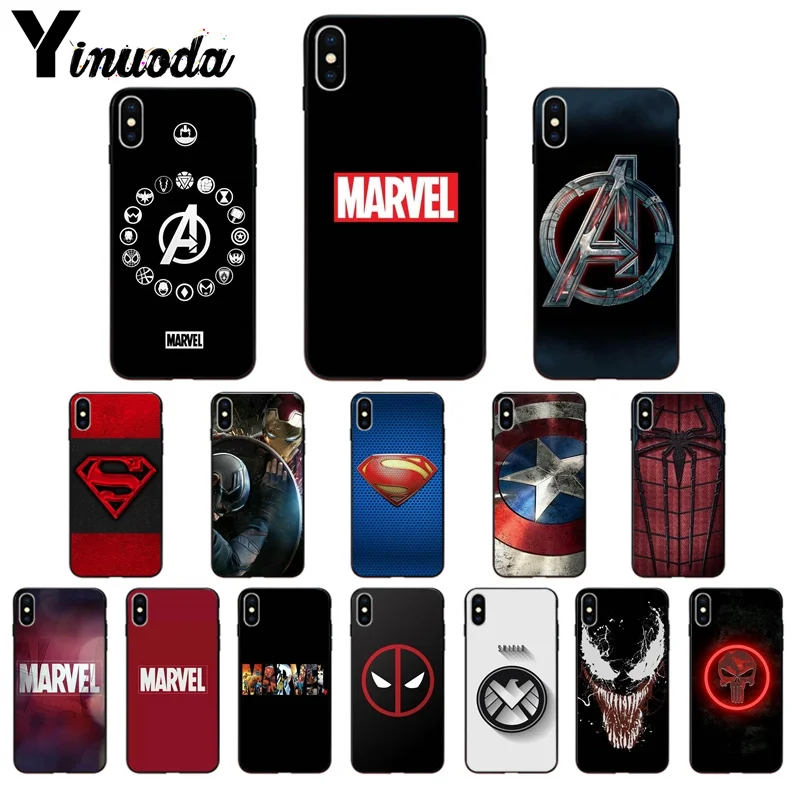 

Yinuoda Marvel Avengers Captain America Shield Superhero Coque Shell Phone Case for iPhone 7 7plus 5 5Sx 6 8 8Plus X XS MAX XR