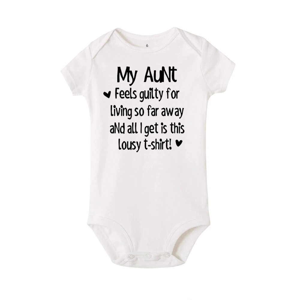 Детская одежда из хлопка с надписью «My Aunt Feels Guilty»; комбинезон с короткими рукавами для малышей; одежда для маленьких мальчиков и девочек; Одежда для новорожденных