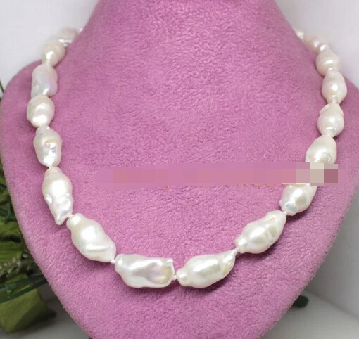 

huij 004906 luster 16mm-20mm natural white baroque keshi pearl handmade necklace 18" jewelr