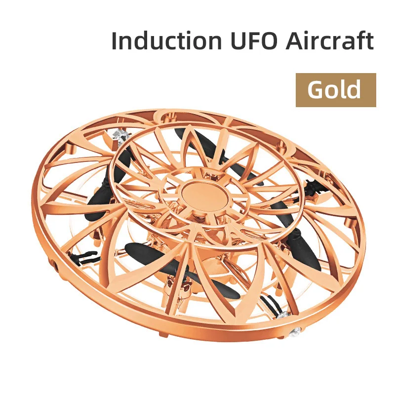 Мини Дрон анти-столкновения ручной НЛО Вертолет шар НЛО летающий самолет небольшой интеллектуальный индукционный Квадрокоптер игрушечные дроны подарок - Цвет: gold