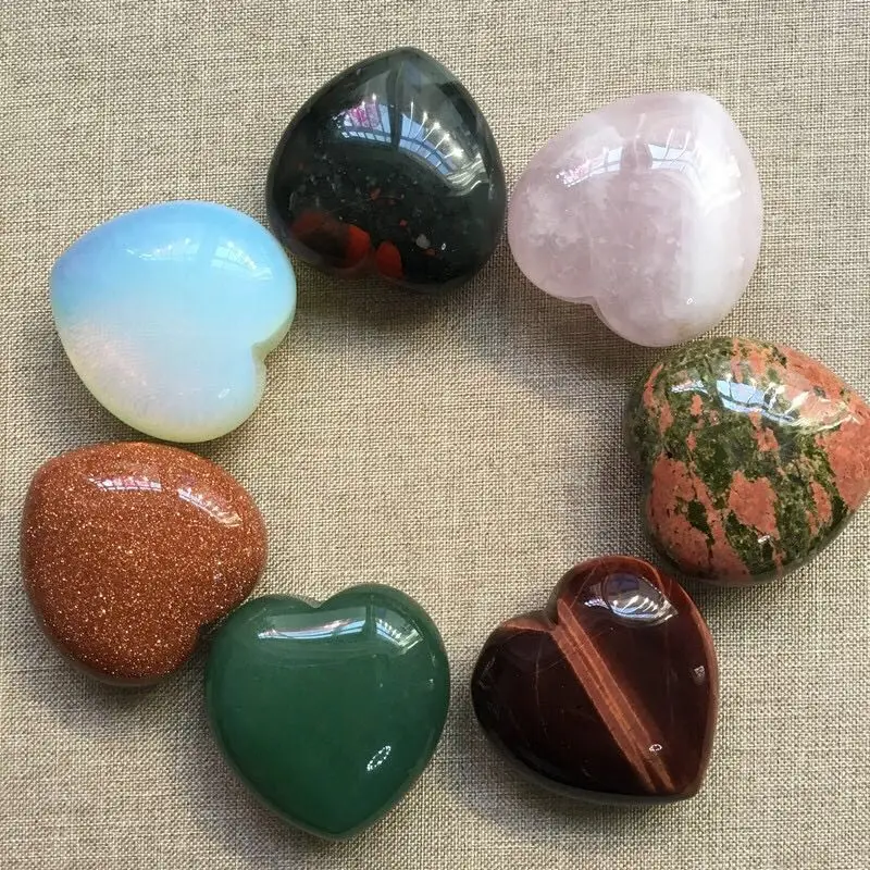 

Assorted crystal Quartz Heart Shape Healing Crystal Chakra Natural Stone Carved Reiki
