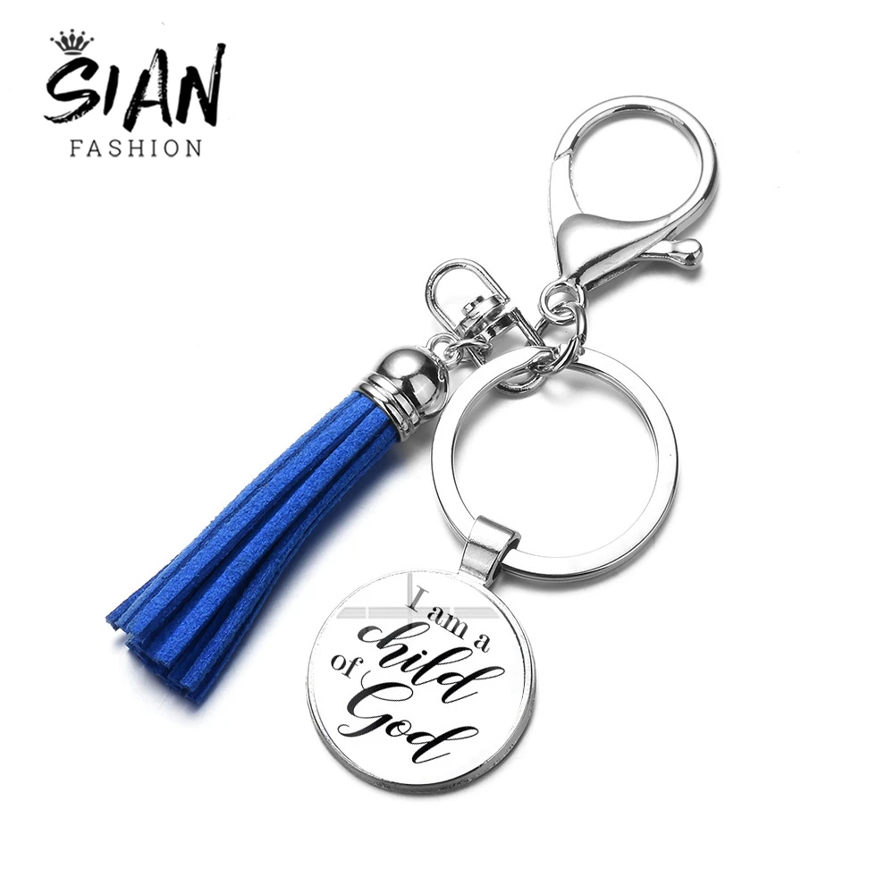 sian i am a child of god quotes keychain inspirasional bahasa desain sederhana rumbai warna warni gantungan kunci hadiah untuk kekasih keluarga