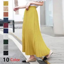 Корейские демисезонные милые большой Размеры плиссированные юбка для танцев для школьниц длинные Высокая Талия Женский эластичный пояс юбки женские