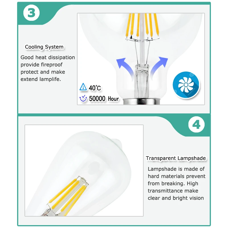 Светодиодный светильник накаливания E27 E14 винтажный Ретро светодиодный светильник Эдисона лампа 2 Вт 4 Вт 6 Вт 8 Вт 220 в 240 В лампада ампула стеклянный светильник для свечей