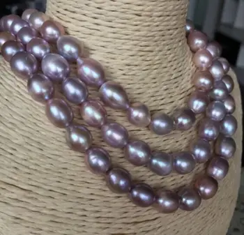 

100% Selling Picture full single strands huge 11-12mm south sea lavender baroque pearl necklace 45inch