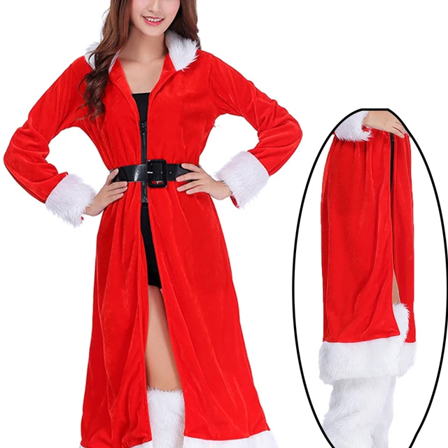Price Christmas Red Long Cloak Women Cosplay Party Hooded Overcoat Costume Sexy Club Bar Christmas Accessories 2018 New Winter Fashion