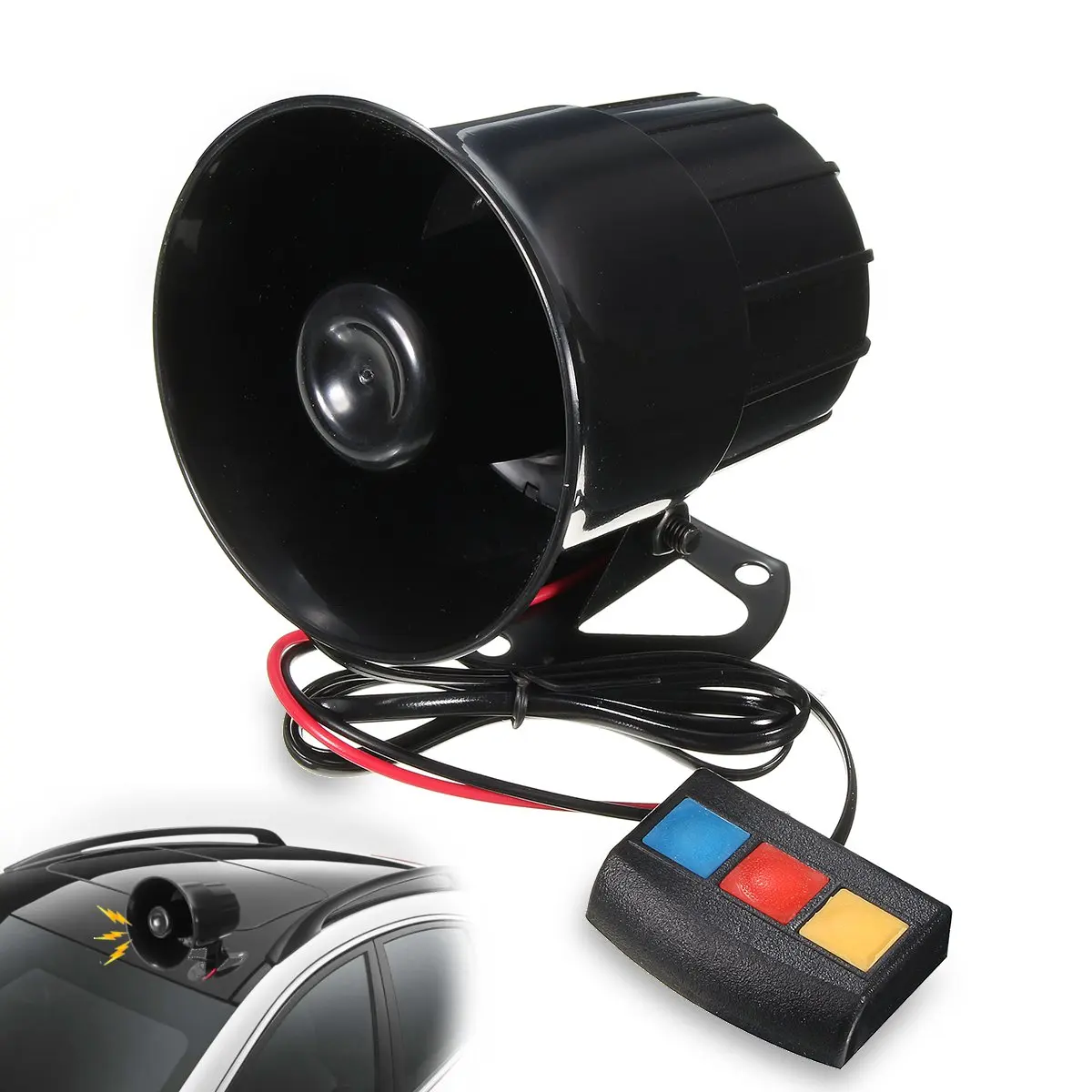 

1 Set 3 Tone PA System 110db Loud Horn Siren Alarm For Car Boat Motorcycle Truck Black 12V DC 4A