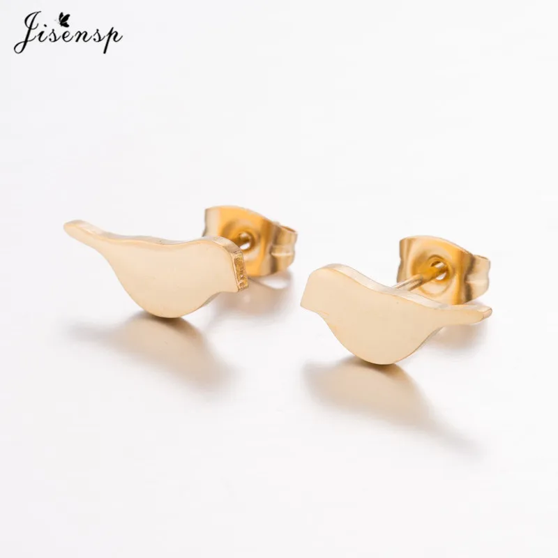 Stainless Steel Birds Earrings Women Cute Geometric Stud Earring Girl Jewelry Black Animal Origami Earring Gift Bijoux
