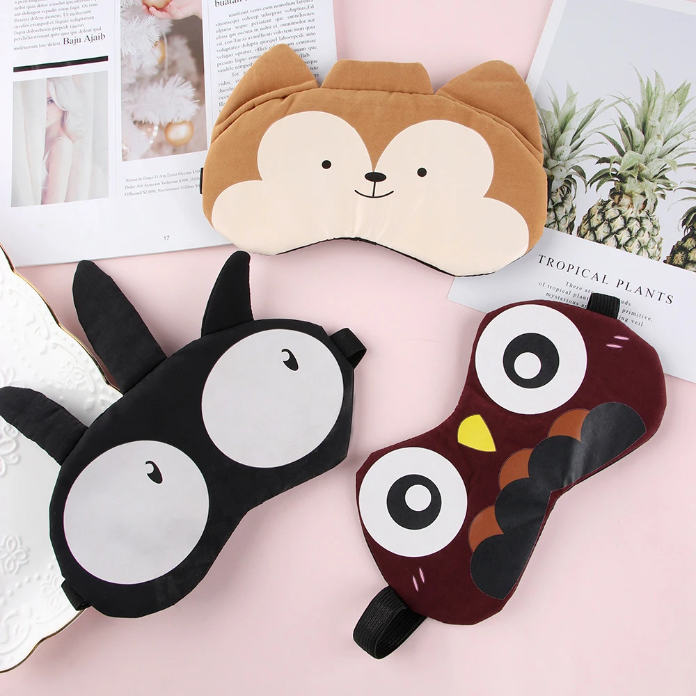 

Cute Cartoon Animal Fox Eye Mask Blindfold Soft Padded Sleep Travel Eye Shade Cover Rest Relax Sleeping Aid Mask dropshipping