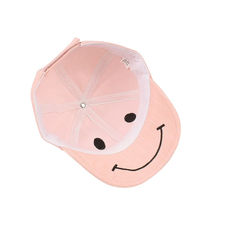 Striped Cotton Baby Cap Smile Casual Kids Sun Cap Embroidery Pink Gray Hat For Baby Boys Spring Summer Cute Baby Girls Clothing (4)