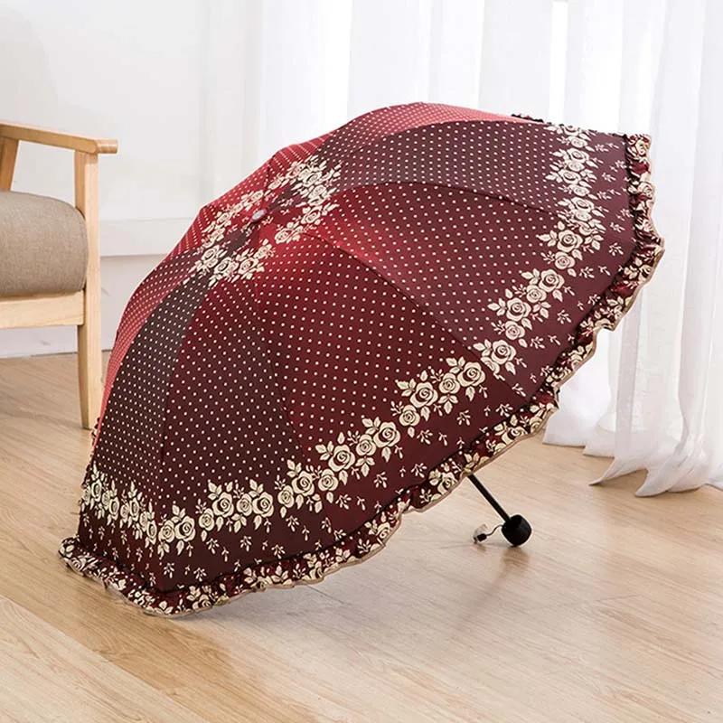 

Fashion female super mini umbrellas lace Folding uv Black coating girls waterproof cute Parasol Sun children umbrella Rain women