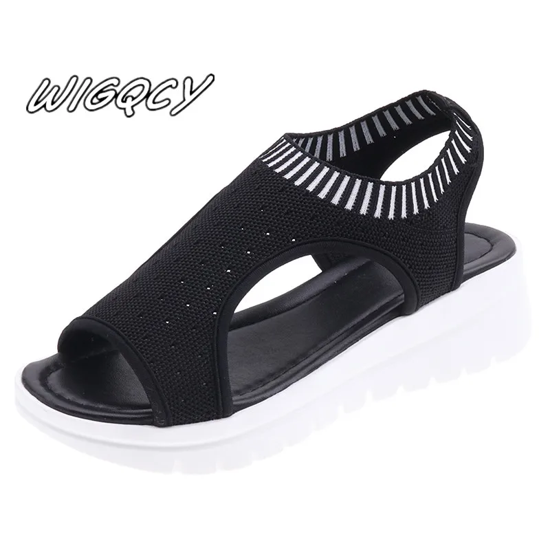 

Female designer design flat bottom exquisite breathable mesh hole sandals female open toe shallow mouth shoes summer