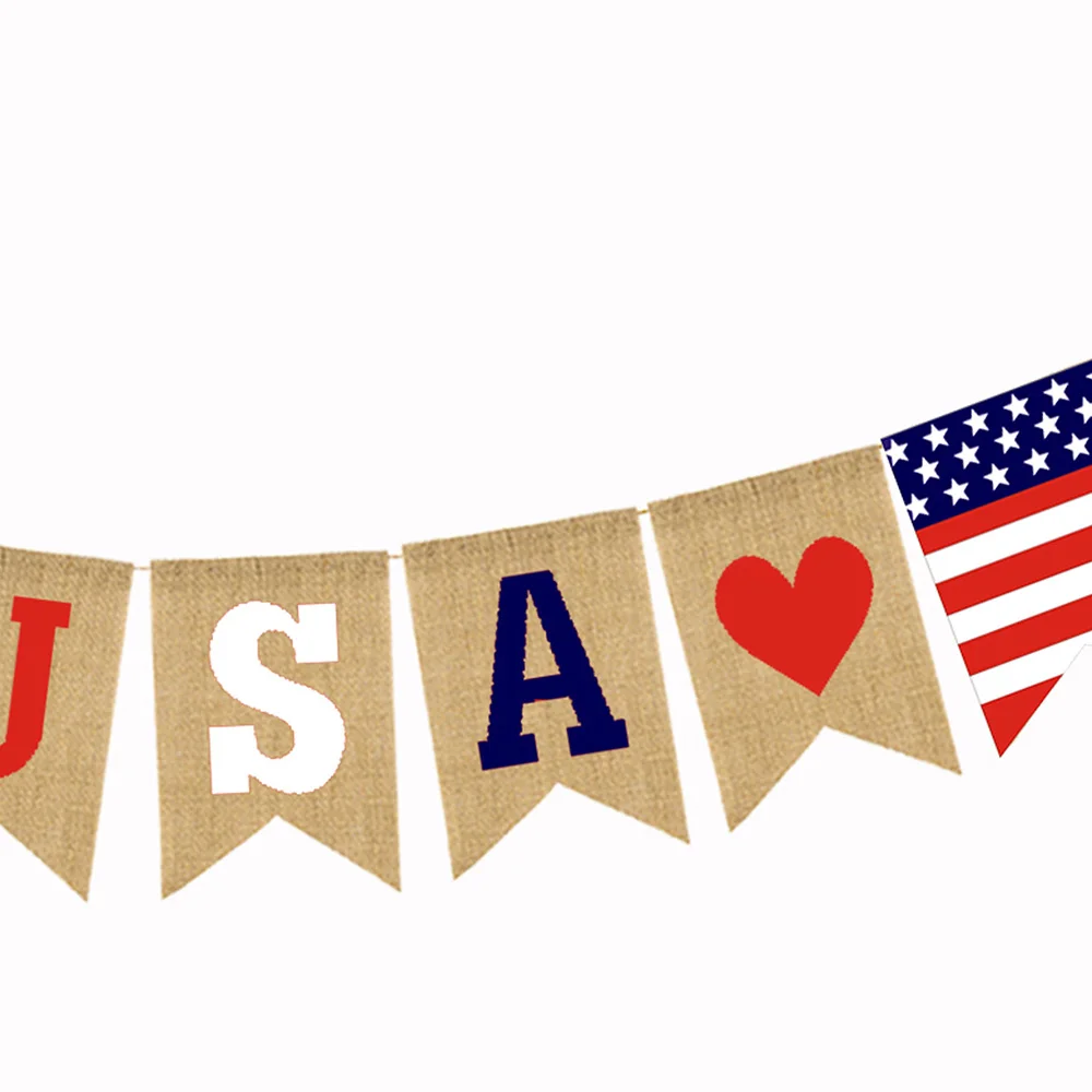Американский национальный день США День Независимости тканевые гирлянды ласточкин хвост джутовый льняной цвет США мешковины украшение