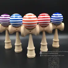 100 шт. оптовые поставки высокого качества Детские бальные Kendama PU Яркие обучающие 6 линии в полоску