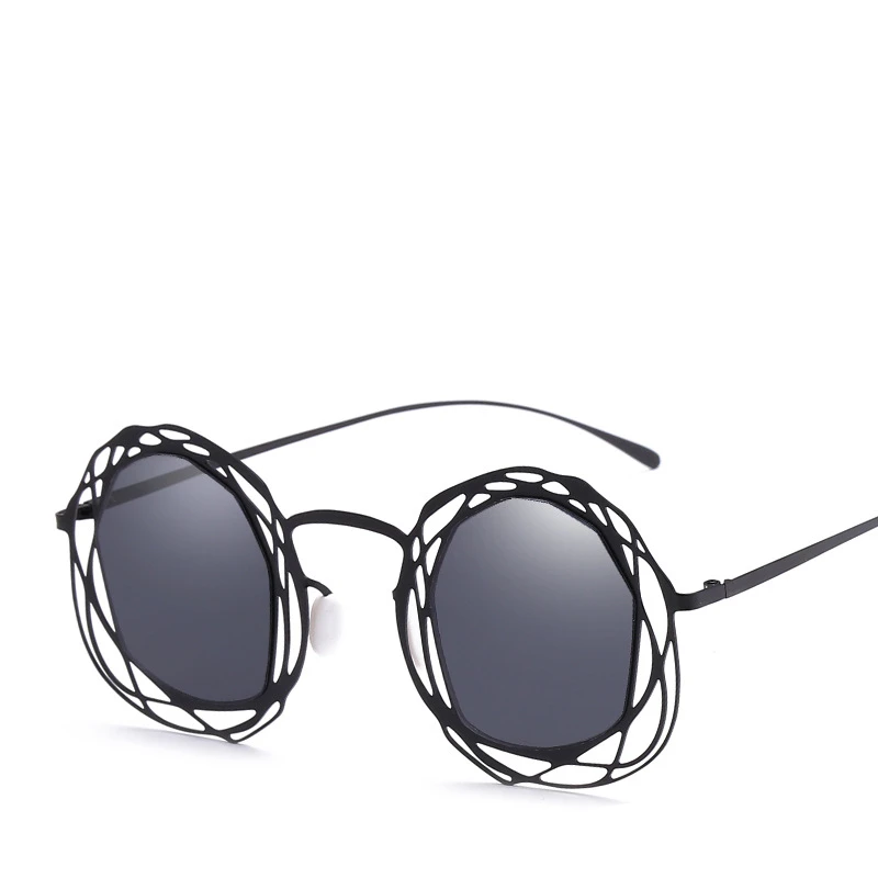 

Hollow Frame Fashion Sunglasses Good Quality UV Protection Retro Metal Glasses Irregular Design Popular Men Women Sunglasses