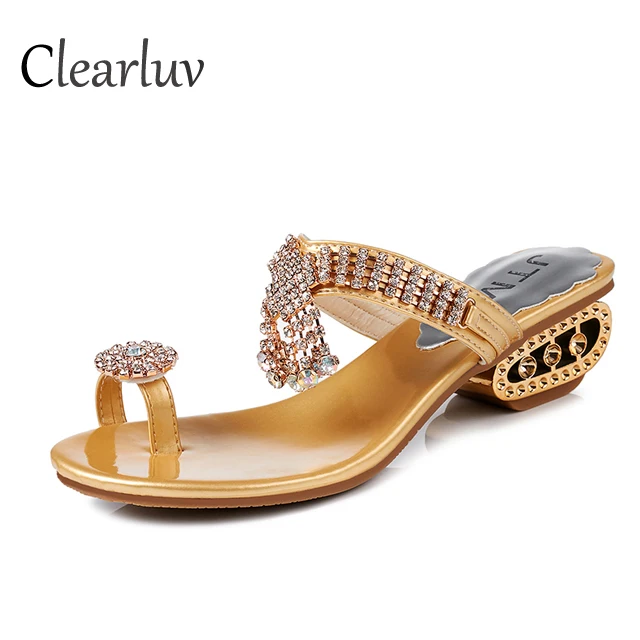 

Best selling slippers summer rhinestones toe sexy high heel sandals Roman party casual dress with women's shoes size 34-41 C0855