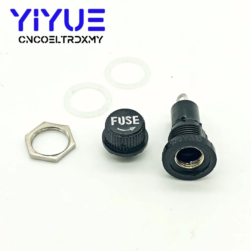 5pcslot 520mm glass fuse holders 5x20 black insurance tube socket fuse holder for 520 insurance Panel Mount Fuse Holder (4)