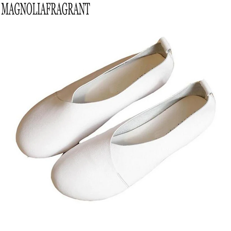 Kaufen 2020 Vintage Kunst handgemachte schuhe Mikrofaser Leder Wohnungen Frauen Schuhe Flach mund Lässige Mode Frauen Schuhe Plus Größe 41  43 f8