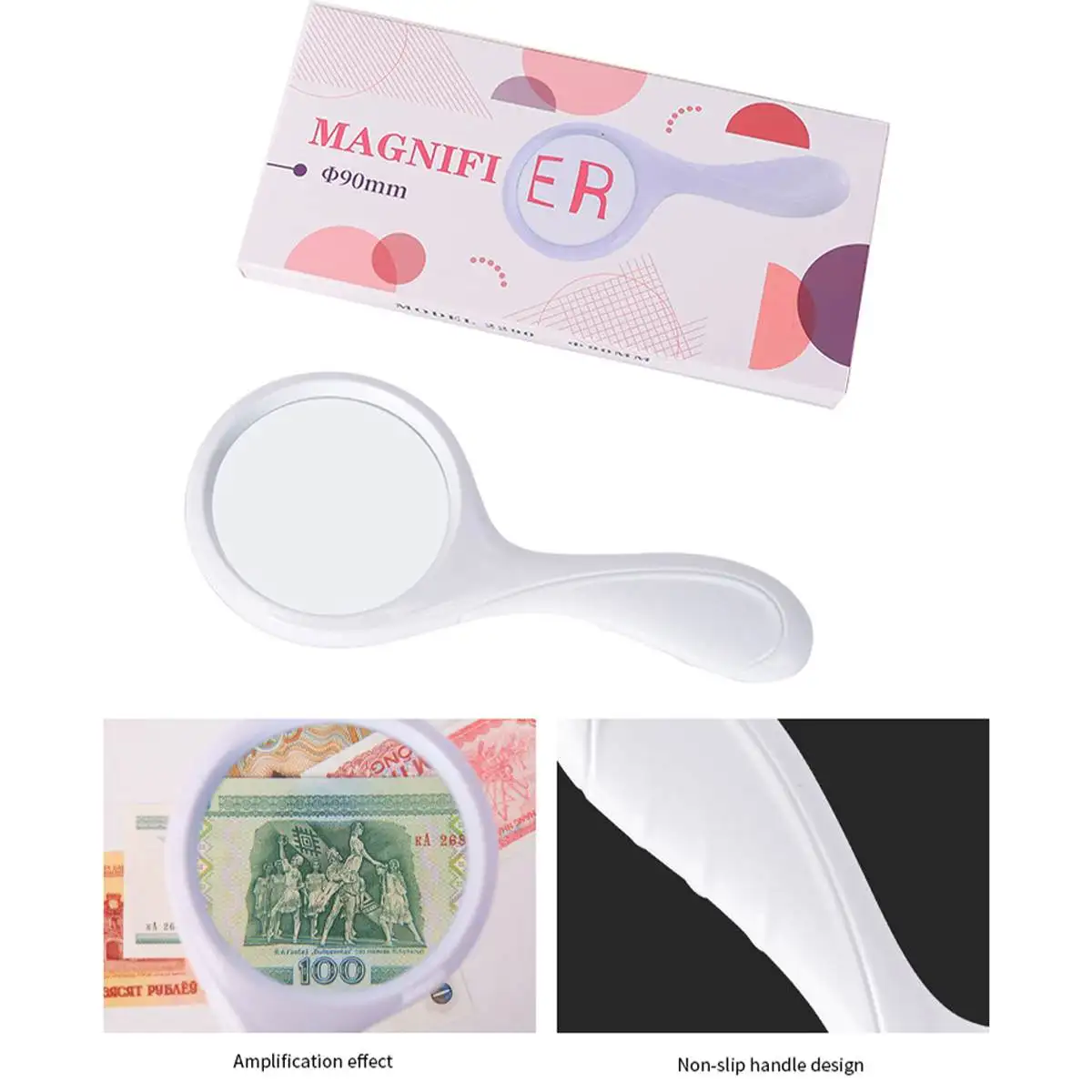 

5X Handheld Magnifier Reading Book Magnifying Glass Handle Low Vision Aid for Jewelry Newspaper Book Reading High Definition