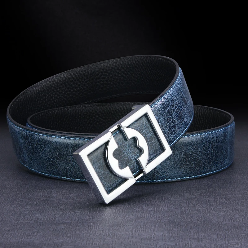 

Smooth buckle Designer belts men high quality genuine leather fashion Gray luxury brand Casual luxury strap Cowskin Waistband