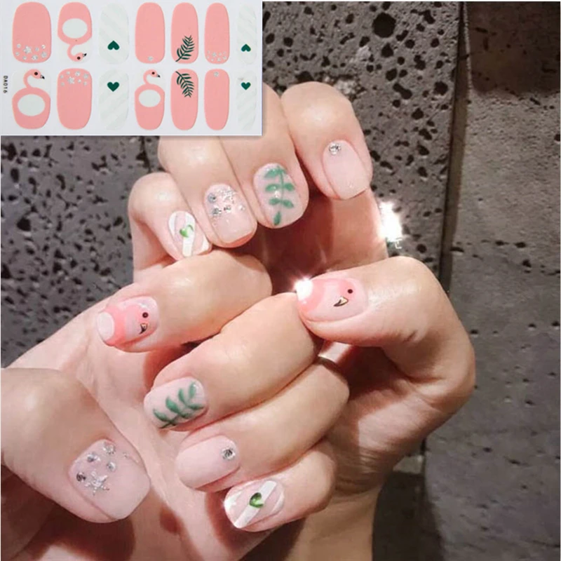 

Lamemoria Summer Style Full Nail Stickers Wraps DIY Nail Art Salon Flamingo Valentine Patterns Self Adhesive Nail Accessories
