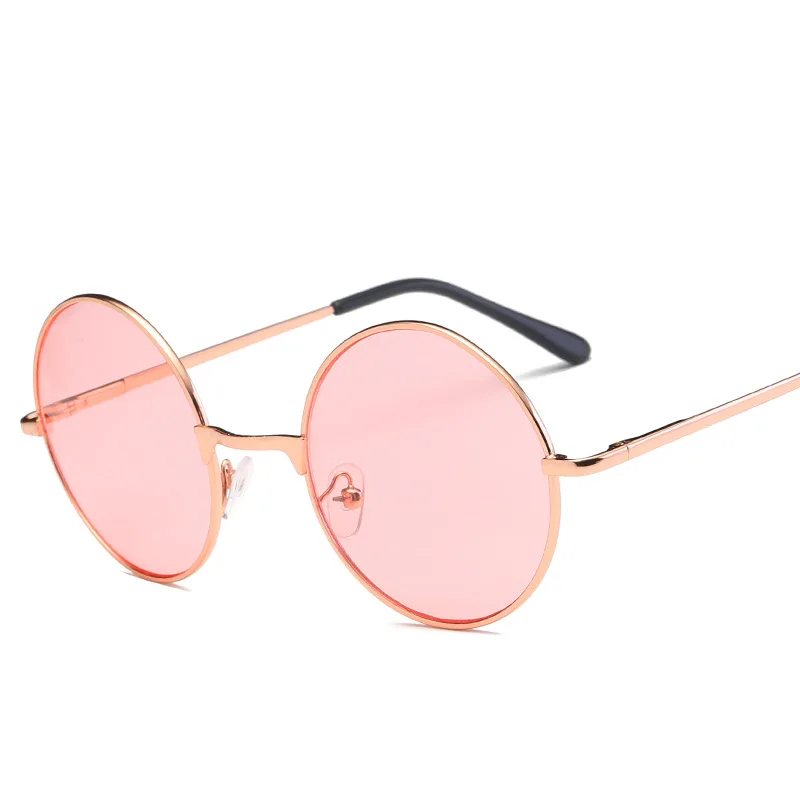 NYWOOH, женские, мужские круглые солнцезащитные очки, Ретро стиль, металлическая оправа, солнцезащитные очки для дам, оттенки, розовые тонированные очки, UV400 - Цвет линз: Розовый