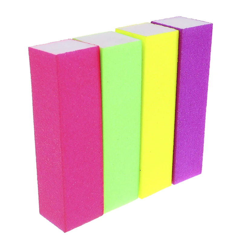 4Pcs/Lot DIY Nail Art Manicure Pedicure Colorful Nail Buffers File Sanding Sponge Nail File Buffer Block for UV Gel Nail Polish