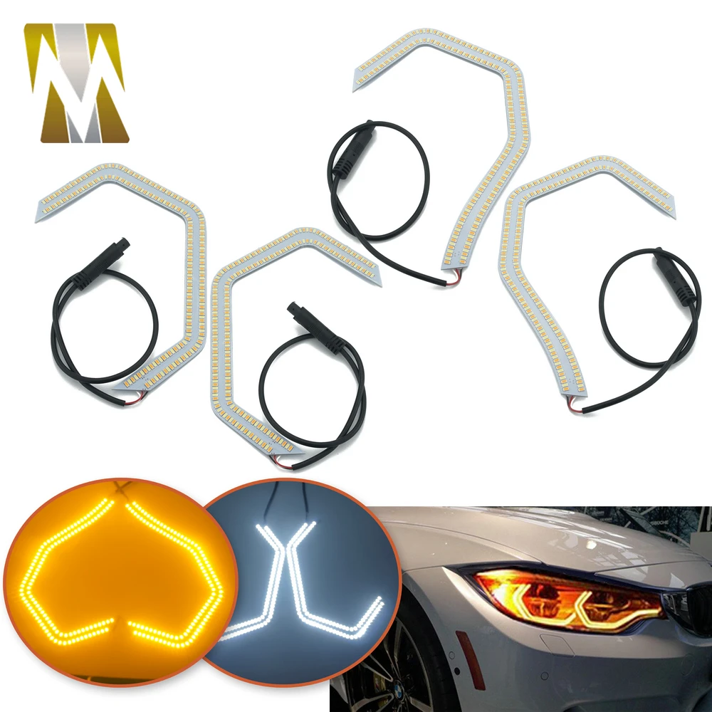 For 2 3 4 5 Series F30 F32 335i F82 F80 E90 E92 M3 M4 M5 Accessories Switchback Dual-Color LED Angel Eyes DRL Turn Signals Light (1)