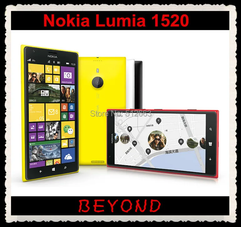 Разблокированный мобильный телефон Nokia Lumia 1520 GSM 3G и 4G Windows 8 четырехъядерный 2G ram 6,0 ''20MP wifi gps 32GB дропшиппинг