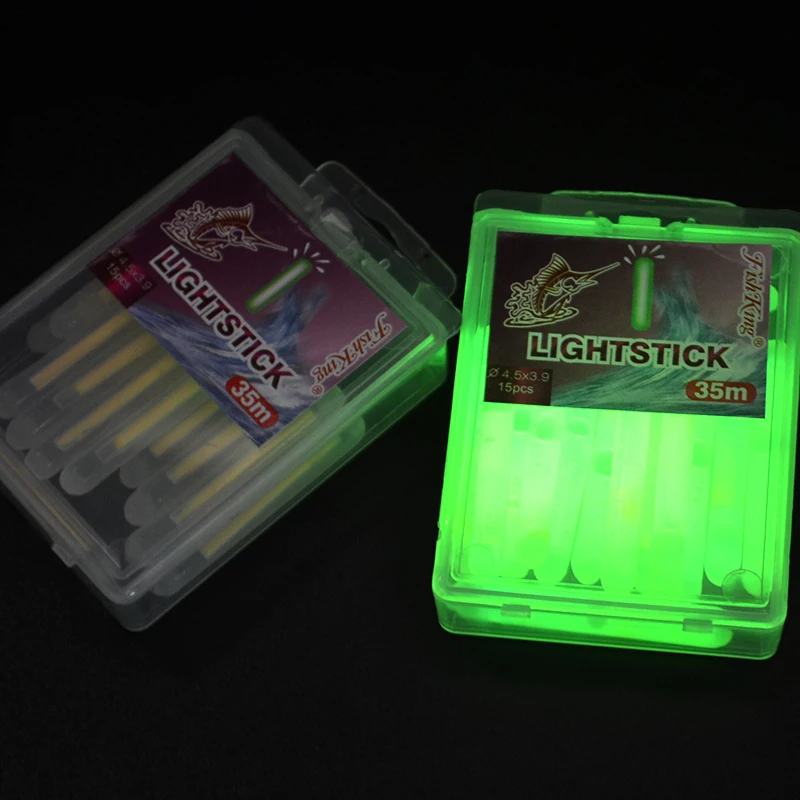 الأسماك الملك مصباح الصيد Flaot 15 قطعة/الوحدة 4.5 ملليمتر x 38 ملليمتر مضيئة Flaot ضوء عصا معدات الصيد الكارب الصيد اكسسوارات بيكي