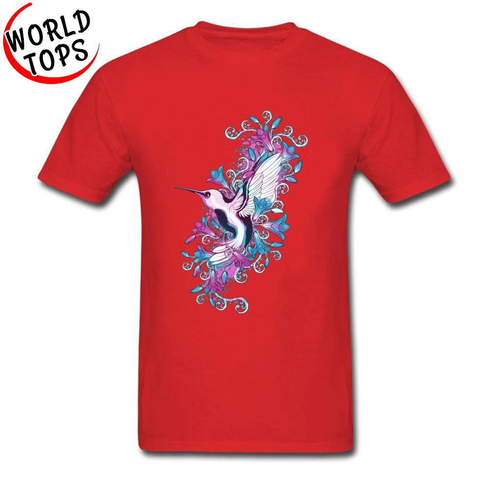 Spring Hummingbird 14552 Printed On Summer/Fall 100% Cotton O Neck Mens Tops T Shirt Casual Tees Latest Short Sleeve Tshirts Spring Hummingbird 14552 red