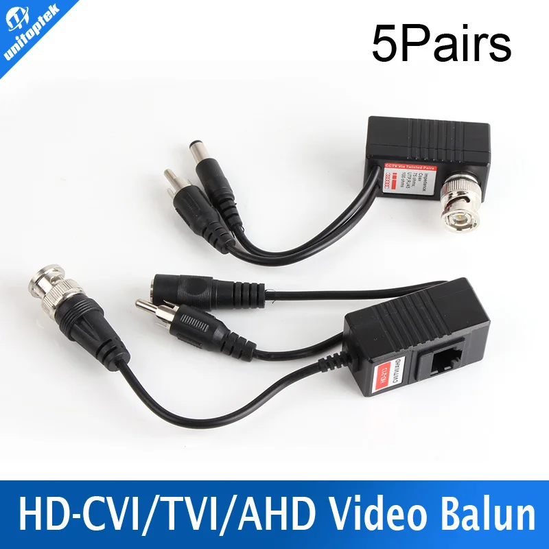 

5 Pair/lot CCTV CAT5/5E/6 Cable Balun RJ45 Video Power Balun Video Audio Power For HD AHD,HDCVI HDTVI 720P CCTV Camera