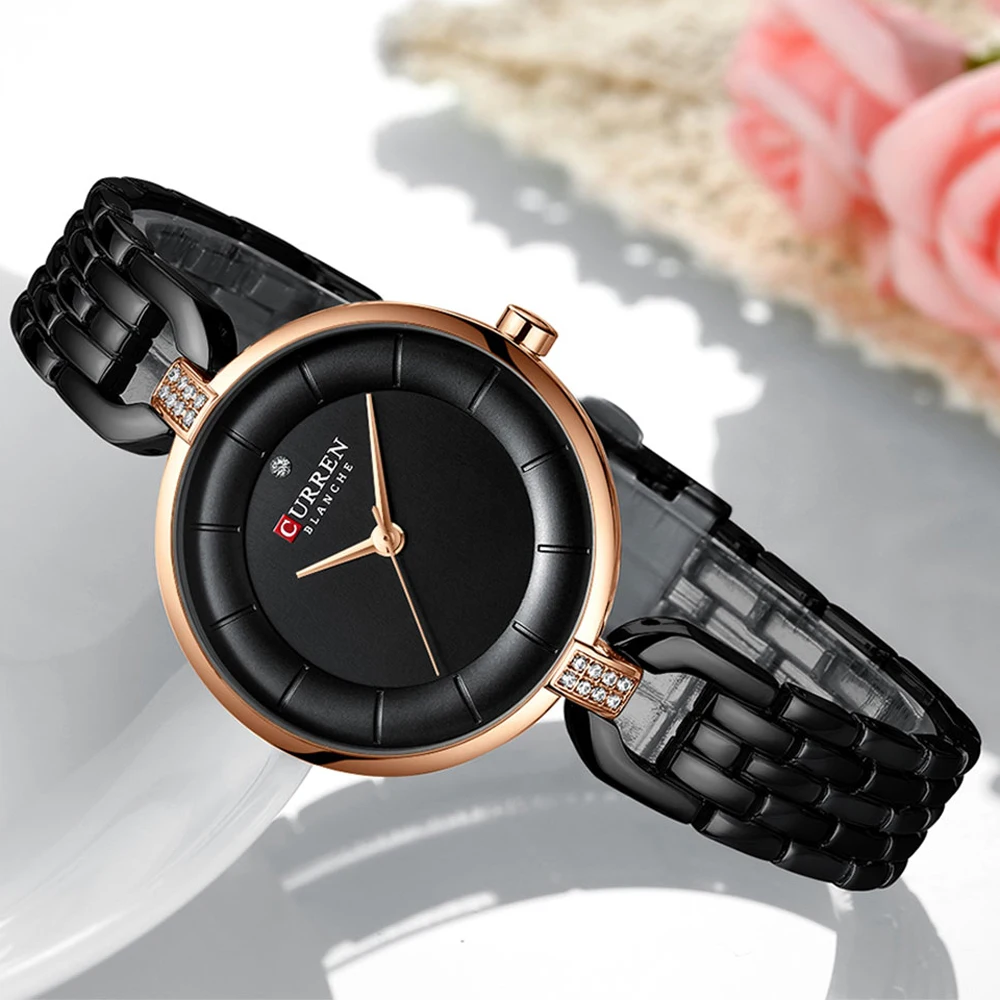 Элитный бренд CURREN Простые повседневные кварцевые часы для женщин Серебряное платье наручные часы женские часы с нержавеющей стали