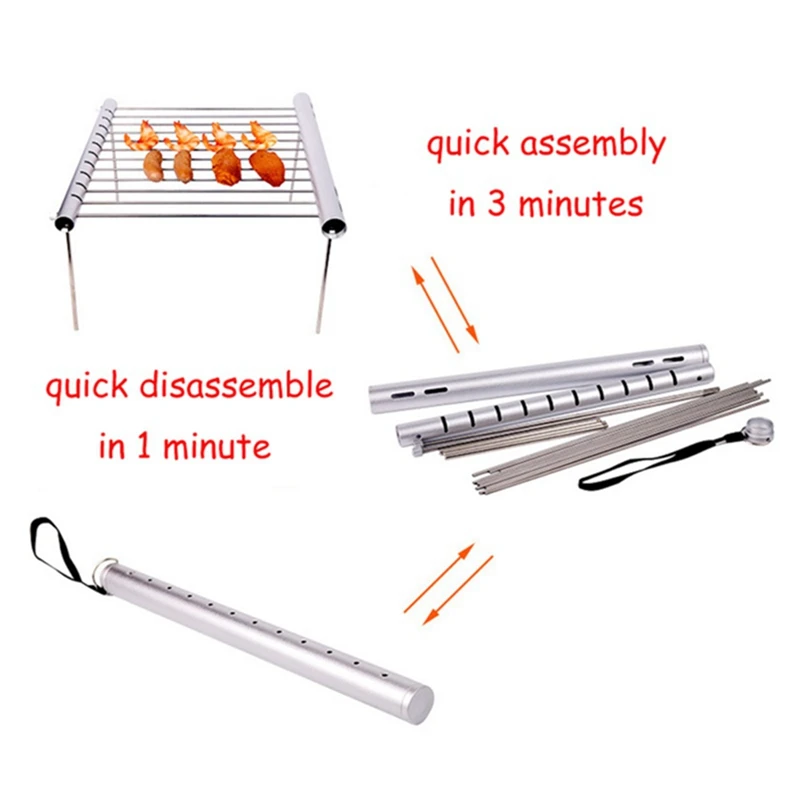 Fácil desmontaje de grado de alimentos de acero inoxidable barbacoa Parrilla de carbón de Camping al aire libre barbacoa portátil Mini estufa de cocina Fácil desmontaje de grado de alimentos de acero inoxidable barbacoa Parrilla de carbón de Camping al aire libre barbacoa portátil Mini estufa de cocina