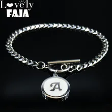 Модные браслеты из ракушек из нержавеющей стали в стиле панк с буквенным принтом для женщин Серебряный браслет-цепочка Ювелирные изделия moda mujer B18419