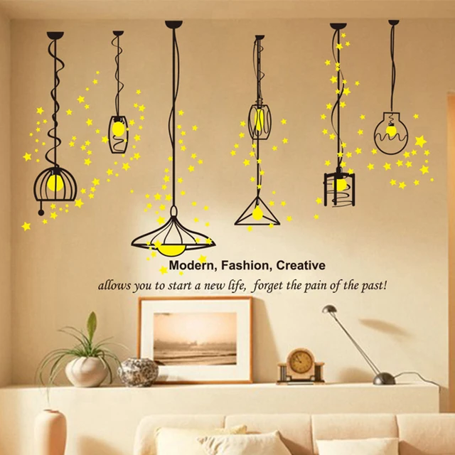Hanging Lamp Wall Sticker Electric Light Vinyl Kitchen Dining Room Hanging Lamp Wall Sticker Electric Light Vinyl Kitchen Dining Room Stickers Decor Removable Decals Wallpaper