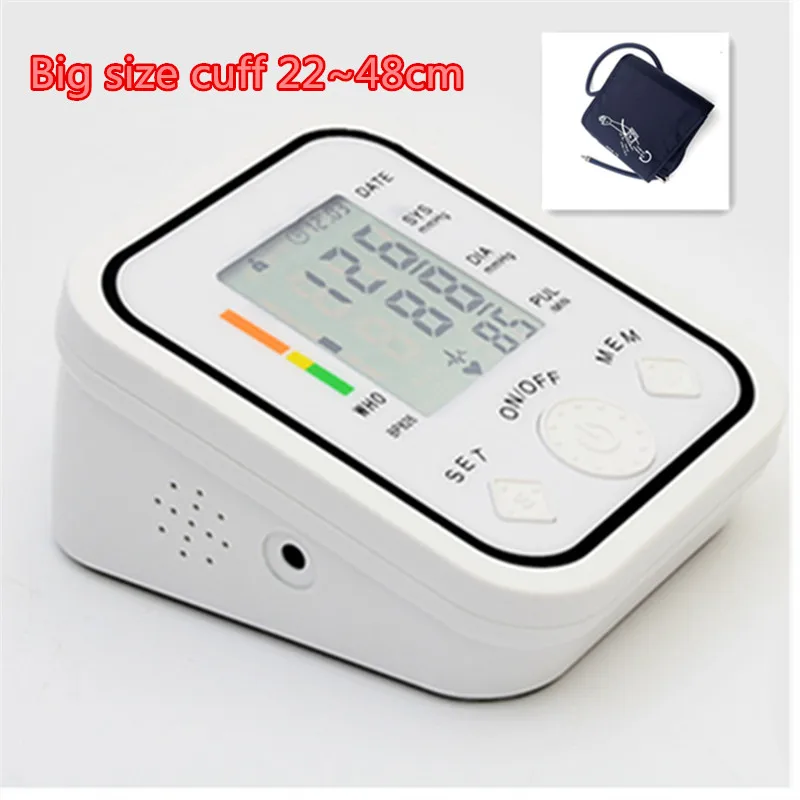 

Automatic upper arm sphygmomanometer tonometer pulse heart beat blood pressure monitor long cuff 22 ~ 48cm health care measure