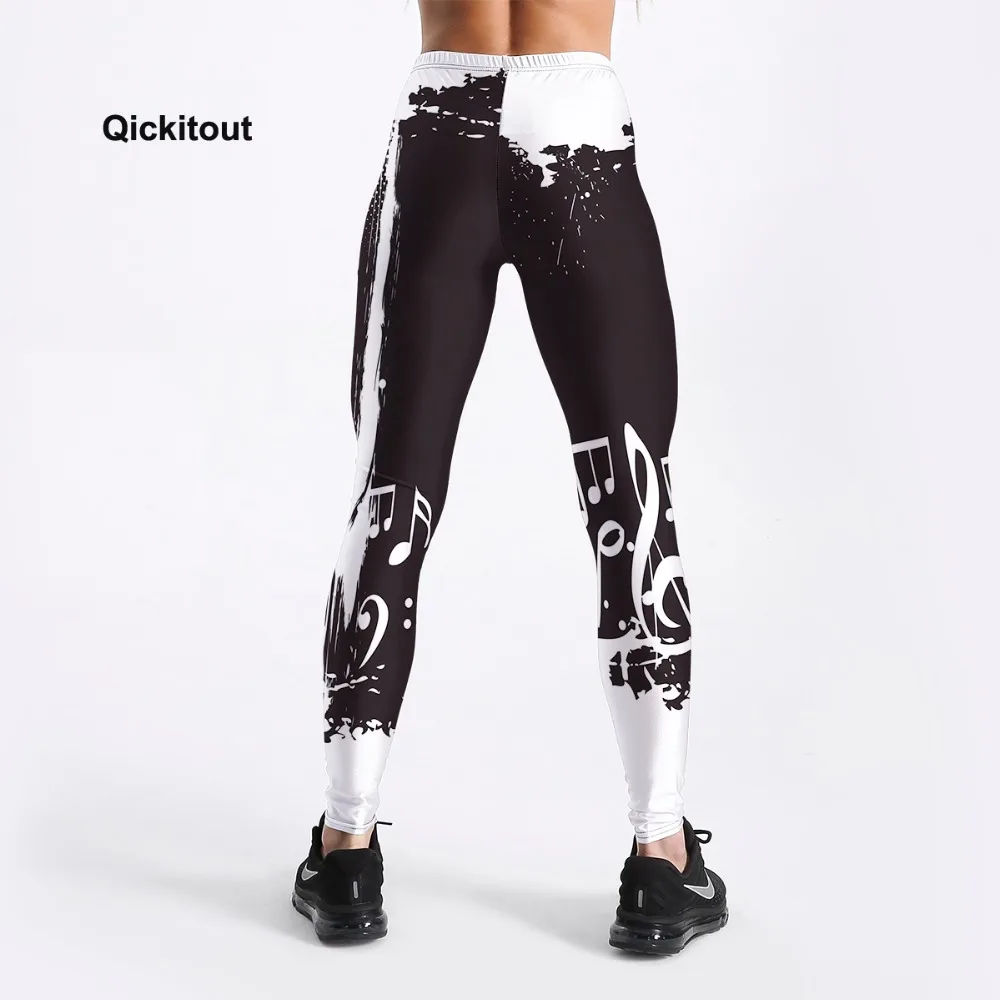 Qickitout الصيف نمط الأزياء في النساء طماق الأسود والأبيض ملاحظة المطبوعة طماق منتصف الخصر السراويل اللياقة البدنية تجريب طماق Qickitout الصيف نمط الأزياء في النساء طماق الأسود والأبيض ملاحظة المطبوعة طماق منتصف الخصر السراويل اللياقة البدنية تجريب طماق