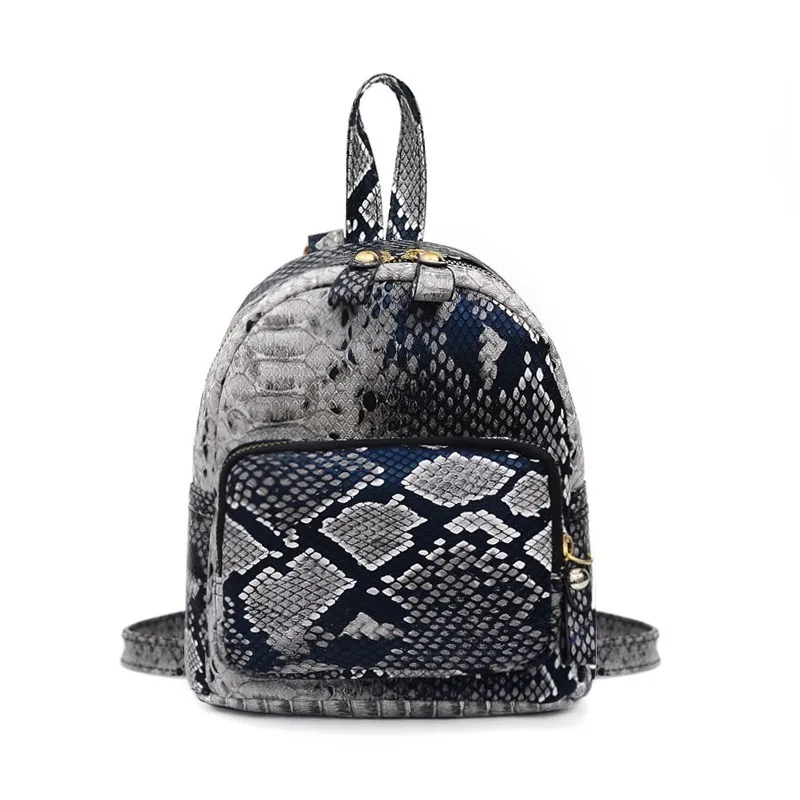 

Serpentine Small Backpack For Women School Backpacks PU Leather Mini Casual Daypack Preppy Style Mini School Bags For Girls