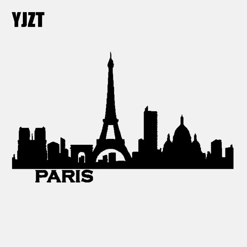 

YJZT 16.5CM*9.7CM Vinyl Car Sticker Decal PARIS City Silhouette Skyline Black/Silver C3-1830